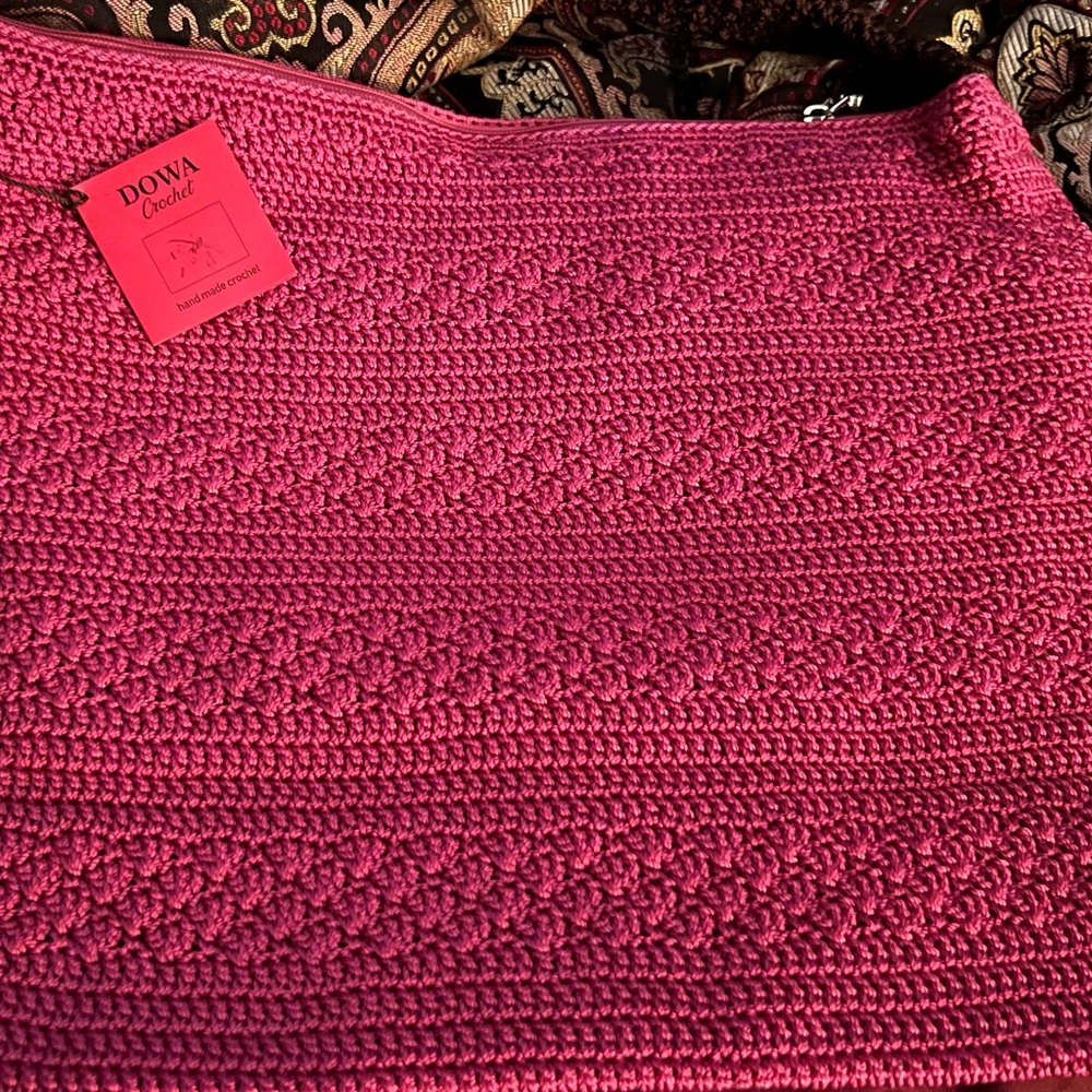 DOWA Pink and Brown 100% Nylon Handwoven Shoulder Bag: NWT!